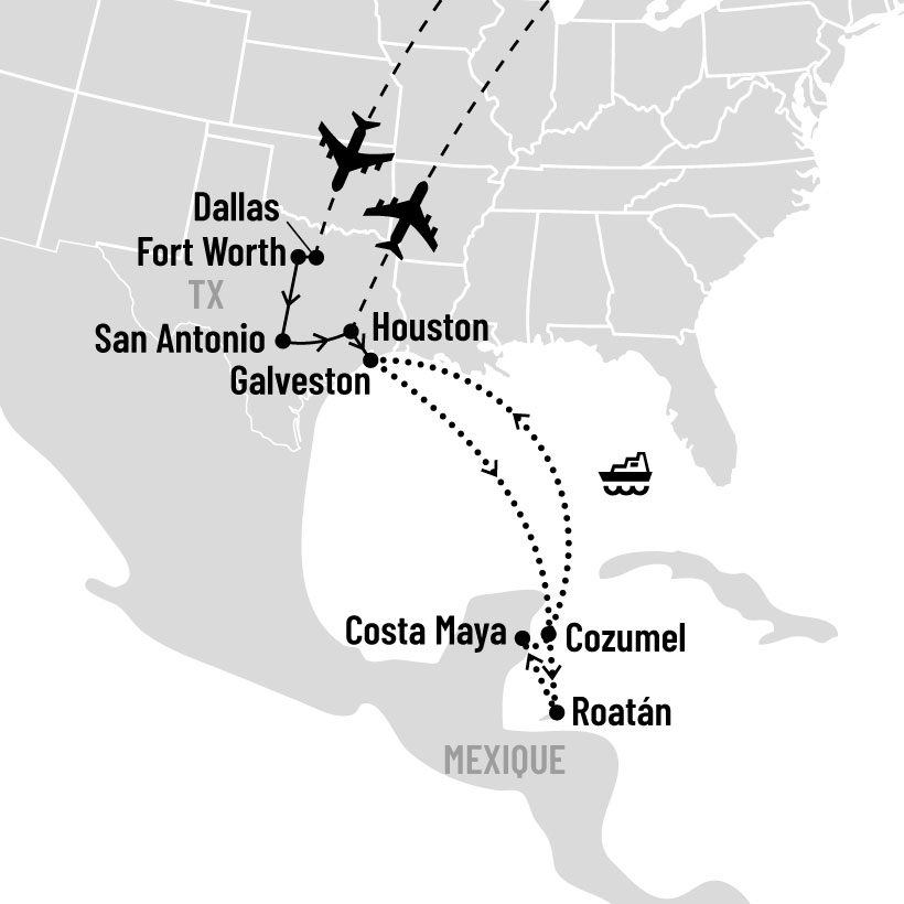 Sous le soleil du Texas et croisière dans les Caraïbes de l'Ouest