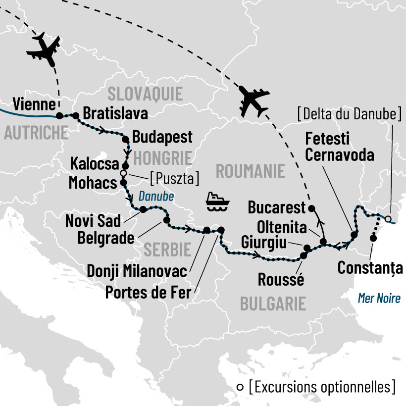 Croisière du Danube à la mer Noire map