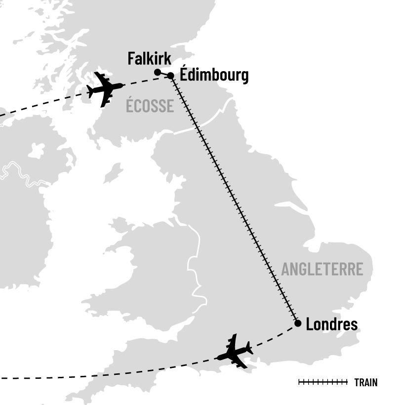 Édimbourg et Londres en train map