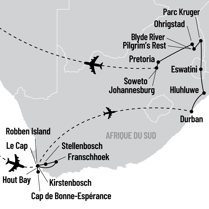 Le meilleur de l'Afrique du Sud map